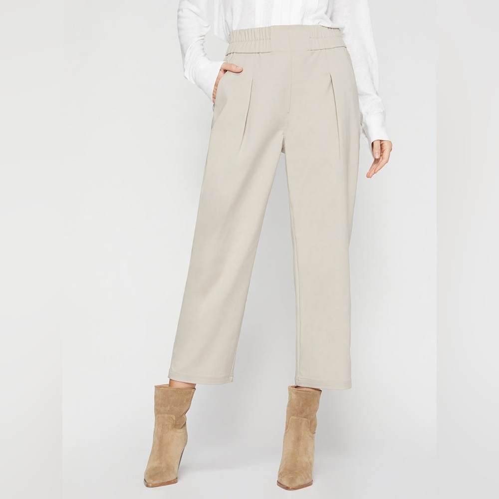 Brochu Walker Light Beige Elastic Waist Cropped Trousers